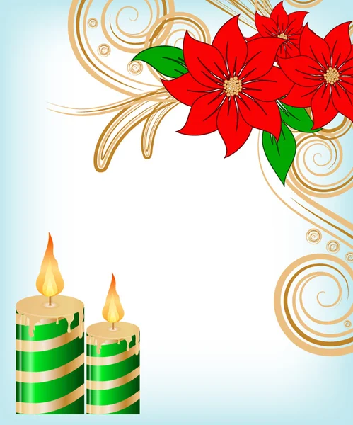 Vela de Navidad decorar tarjeta — Vector de stock