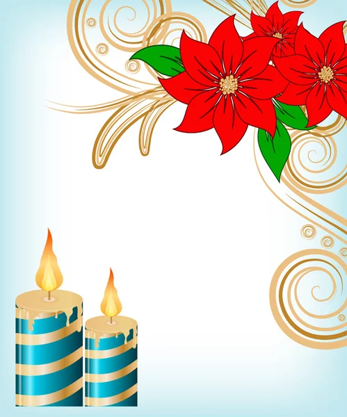 Christmas candle dekorera kort — Stock vektor
