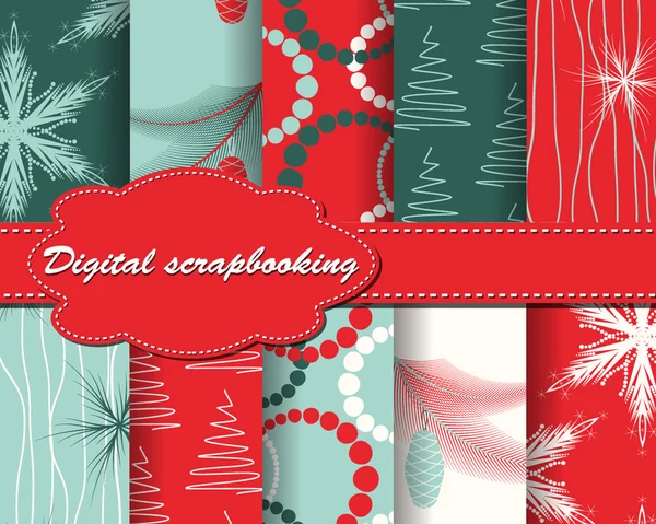 Conjunto de papel de Natal para scrapbook —  Vetores de Stock