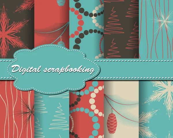 Set de papier de Noël pour scrapbook — Image vectorielle