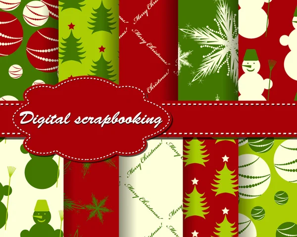 Sada vánočních papíru pro scrapbook — Stockový vektor