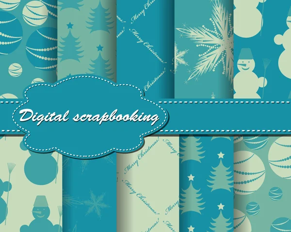 Verzameling van Kerstmis papier voor scrapbook — Stockvector