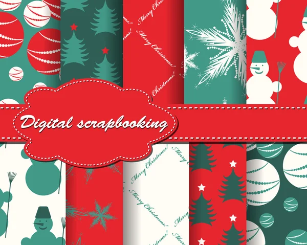 Set of Christmas paper for scrapbook — Stock Vector