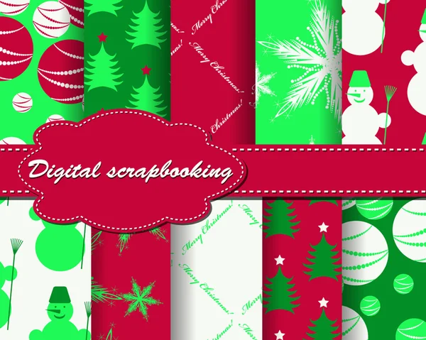 Verzameling van Kerstmis papier voor scrapbook — Stockvector