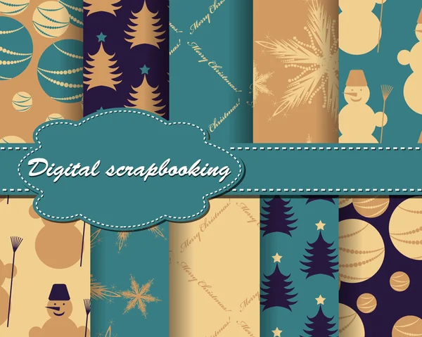 Conjunto de papel de Natal para scrapbook —  Vetores de Stock