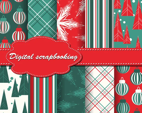 Set of Christmas paper for scrapbook — Stock Vector