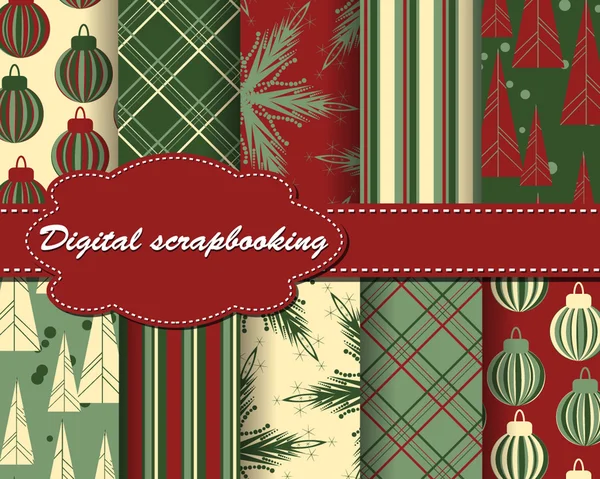 Conjunto de papel de Natal para scrapbook —  Vetores de Stock