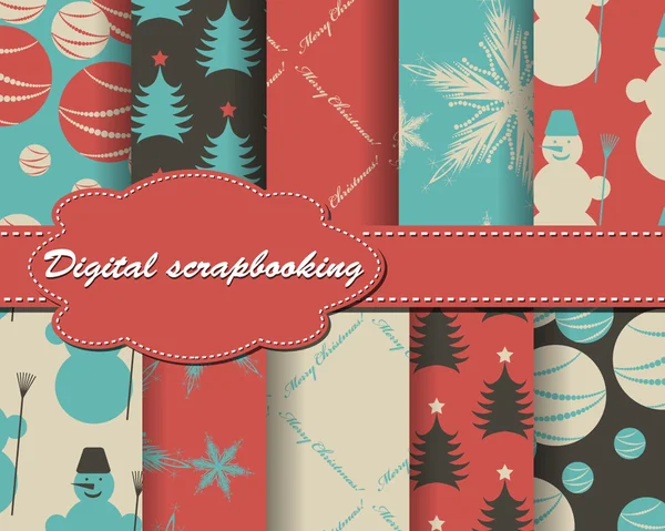 Conjunto de papel de Natal para scrapbook —  Vetores de Stock