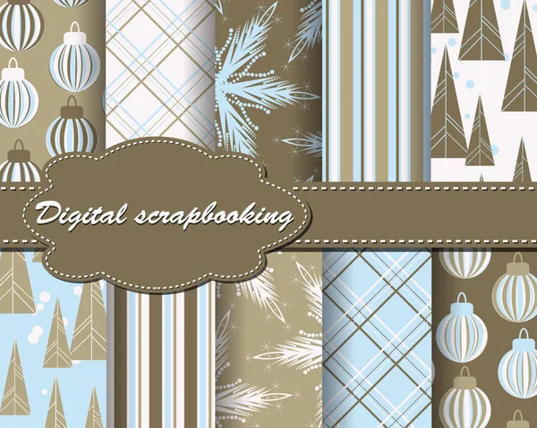 Verzameling van Kerstmis papier voor scrapbook — Stockvector