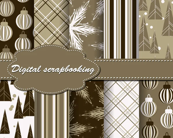 Set of Christmas paper for scrapbook — Stock Vector