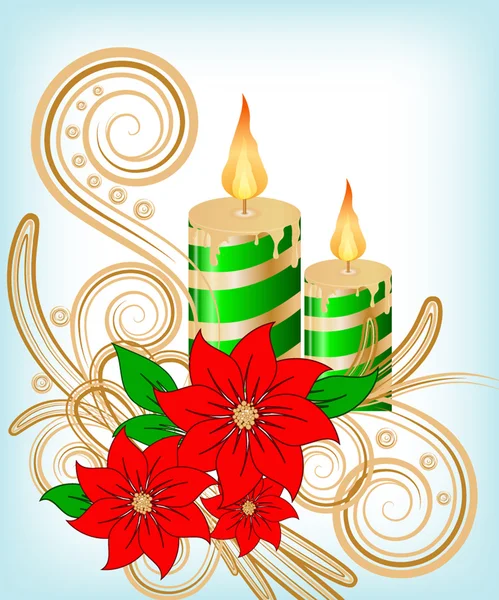 Christmas candle decorate card — Stock Vector