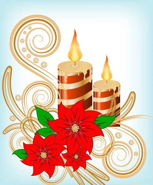 Christmas candle decorate card — Stock Vector