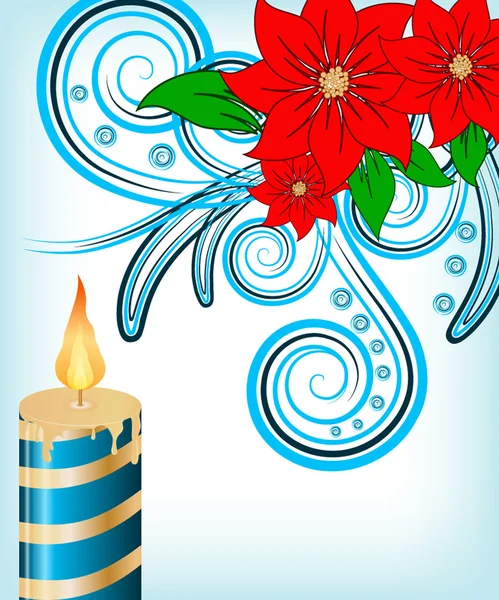 Christmas candle decorate card — Stock Vector