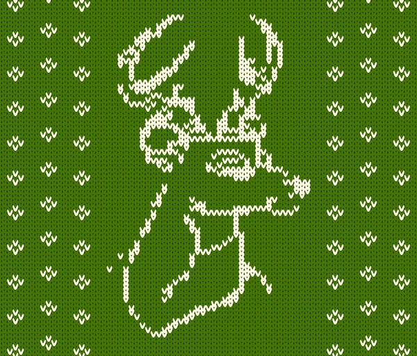 Weihnachten Hirsch gestrickt Hintergrund — Stockvektor