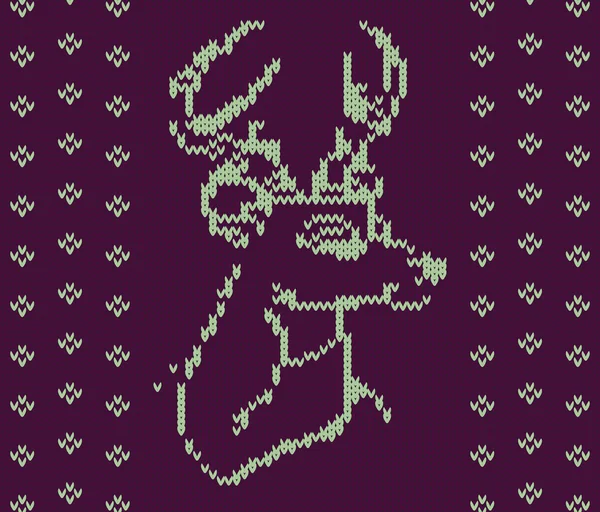 クリスマスの鹿は背景をニット — ストックベクタ