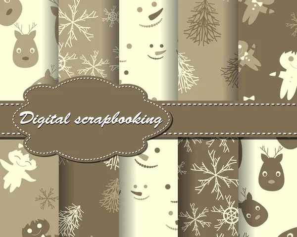 Set of Christmas paper for scrapbook — Stock Vector