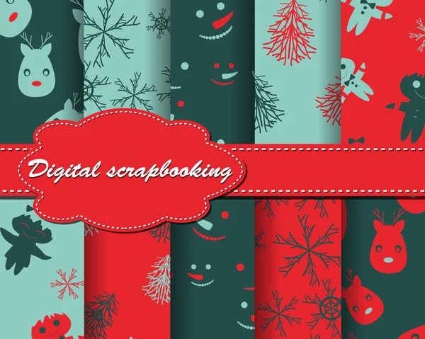 Conjunto de papel de Natal para scrapbook —  Vetores de Stock