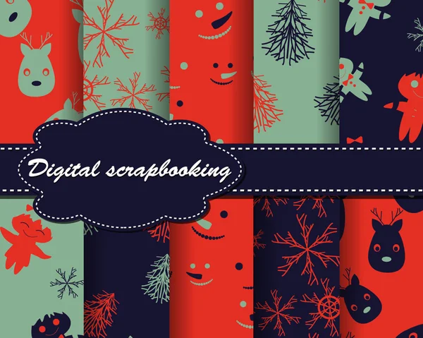 Conjunto de papel de Natal para scrapbook —  Vetores de Stock