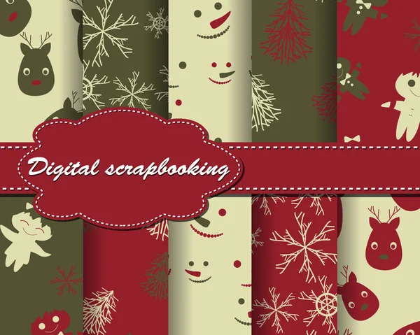 Verzameling van Kerstmis papier voor scrapbook — Stockvector