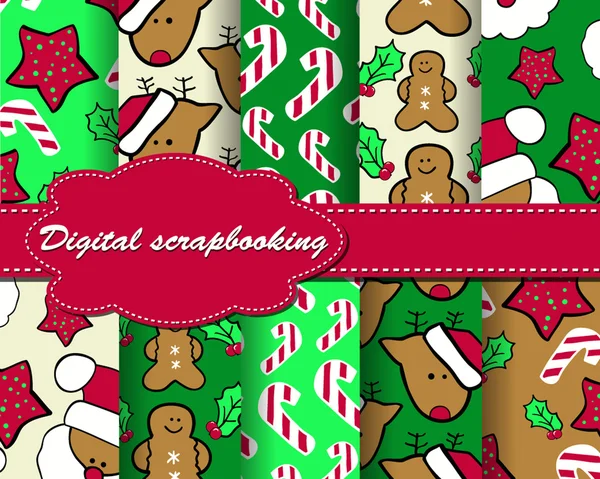 Set of Christmas paper for scrapbook — Stock Vector