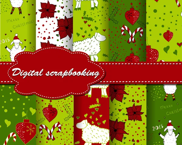 Set de papier de Noël pour scrapbook — Image vectorielle