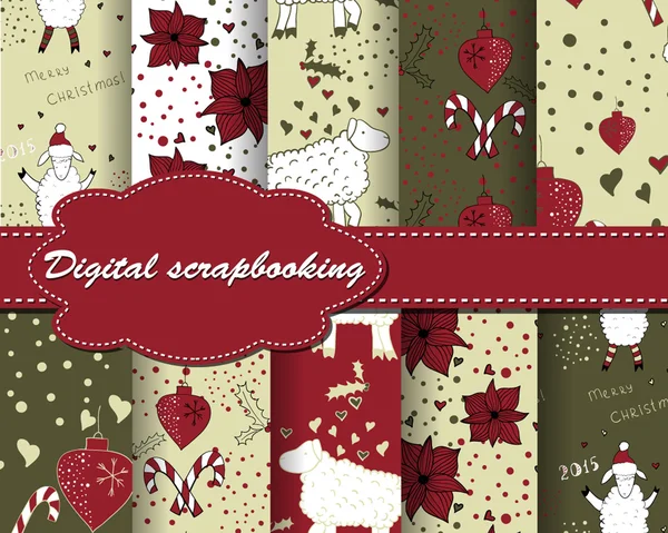 Verzameling van Kerstmis papier voor scrapbook — Stockvector