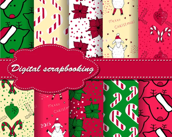 Uppsättning av jul papper för scrapbook — Stock vektor