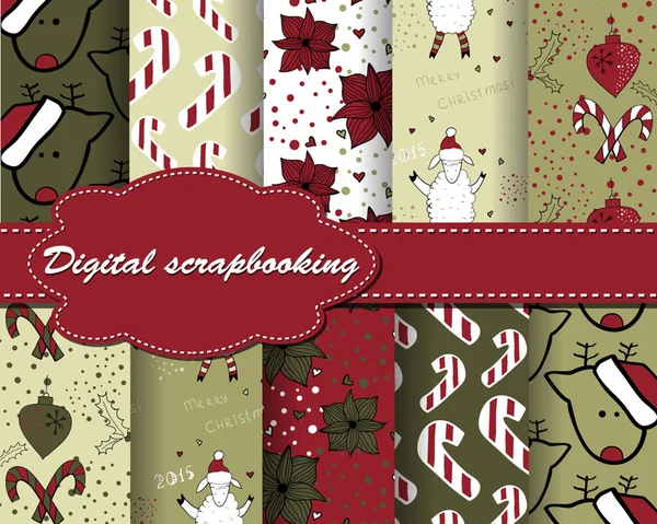 Conjunto de papel de Natal para scrapbook —  Vetores de Stock