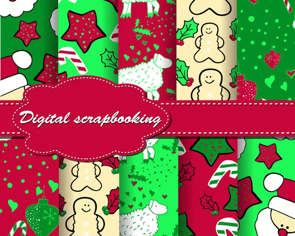 Set of Christmas paper for scrapbook — Stock Vector
