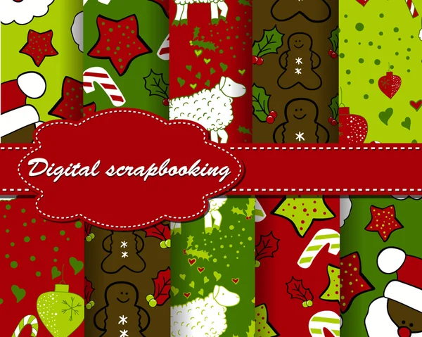 Conjunto de papel de Natal para scrapbook —  Vetores de Stock