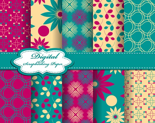 Conjunto de papel padrão para scrapbook —  Vetores de Stock