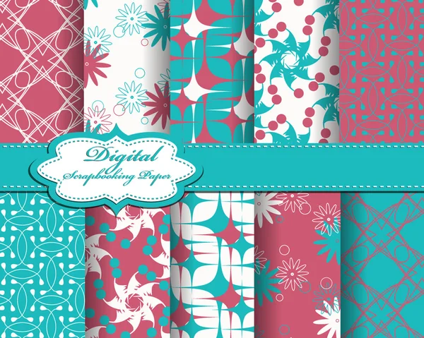 Set van bloem patroon papieren voor scrapbook — Stockvector