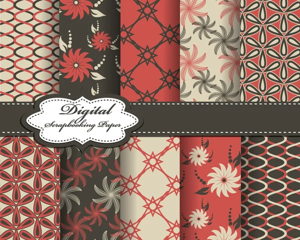 Set van bloem patroon papieren voor scrapbook — Stockvector