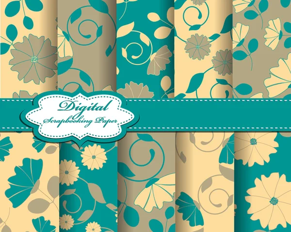 Papers for scrapbook with flower pattern — Stock Vector