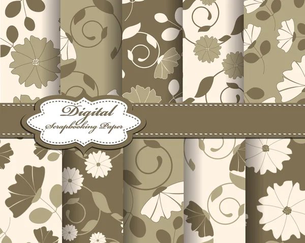 Papiers pour album avec motif de fleurs — Image vectorielle