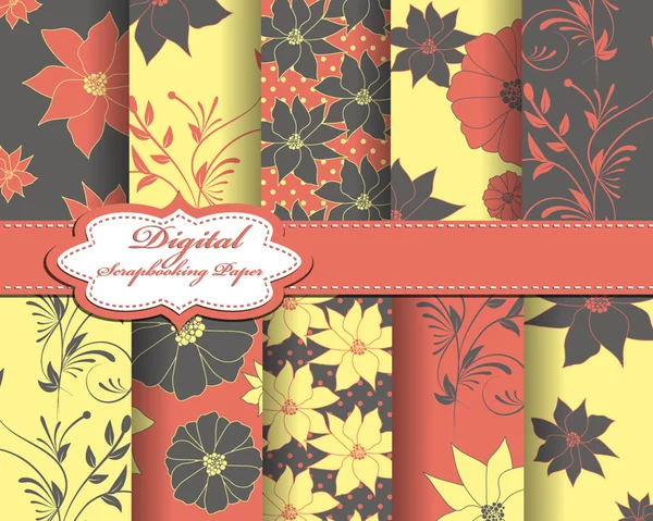 Papieren voor scrapbook met bloemenpatroon — Stockvector