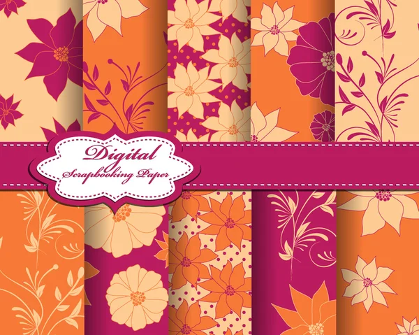 Papieren voor scrapbook met bloemenpatroon — Stockvector