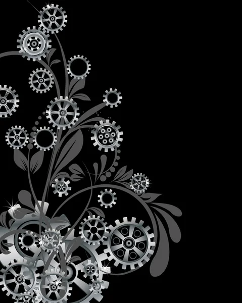 Механічний фон з квітковими елементами — стоковий вектор