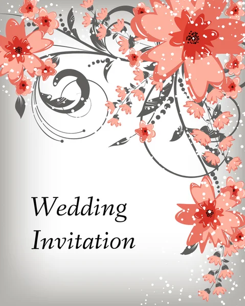 Carte d'invitation de mariage avec des fleurs — Image vectorielle