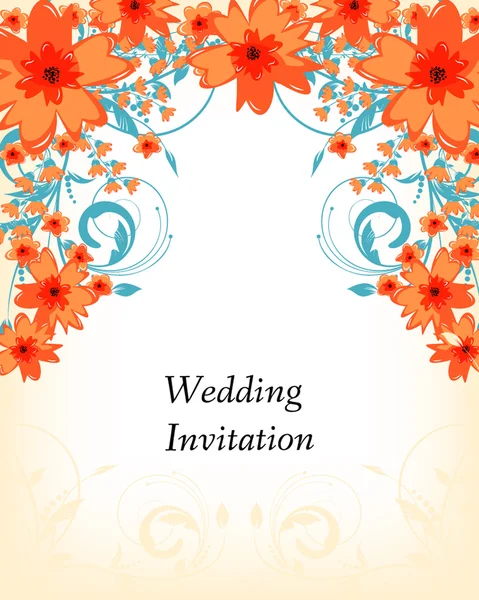 Προσκλητήριο γάμου με λουλούδια — Διανυσματικό Αρχείο
