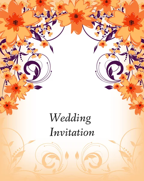 Приглашение на свадьбу с цветами — стоковый вектор