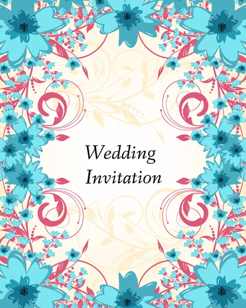 Carte d'invitation de mariage avec des fleurs — Image vectorielle