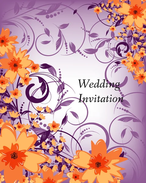 Tarjeta de invitación de boda con flores — Vector de stock