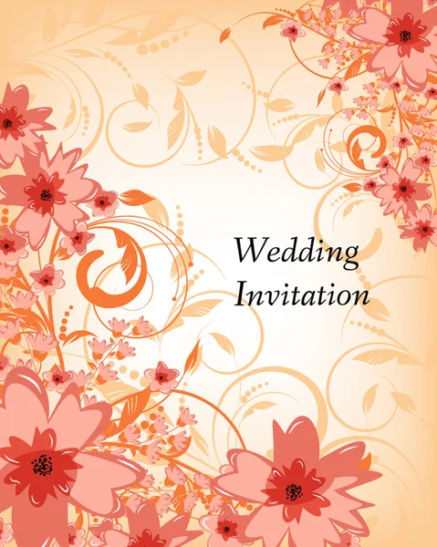 Carte d'invitation de mariage avec des fleurs — Image vectorielle