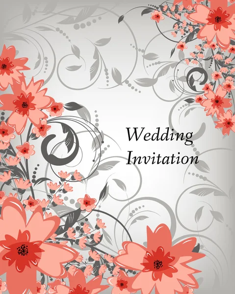 Carte d'invitation de mariage avec des fleurs — Image vectorielle