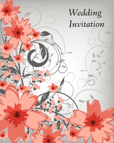 Wedding invitation card with flowers — Stock Vector