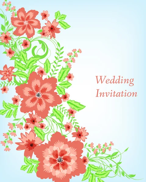 Carte d'invitation de mariage avec des fleurs — Image vectorielle