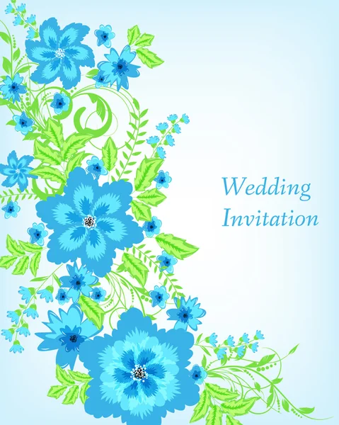 Wedding invitation card with flowers — Stock Vector