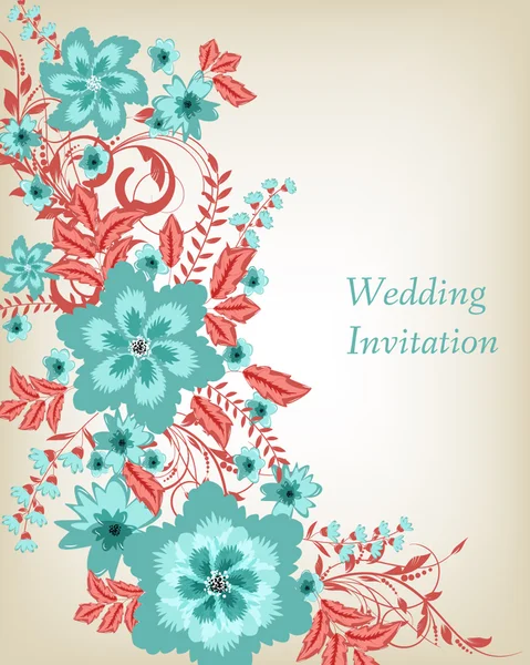 Tarjeta de invitación de boda con flores — Archivo Imágenes Vectoriales