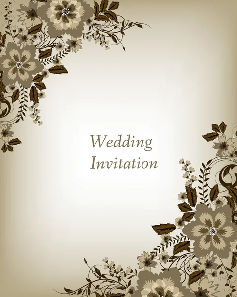 Carte d'invitation de mariage avec des fleurs — Image vectorielle